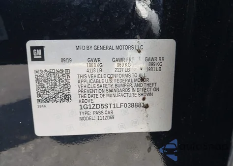 2020 Chevrolet Malibu Fwd Lt from USA, damaged, VIN 1G1ZD5ST1LF038881